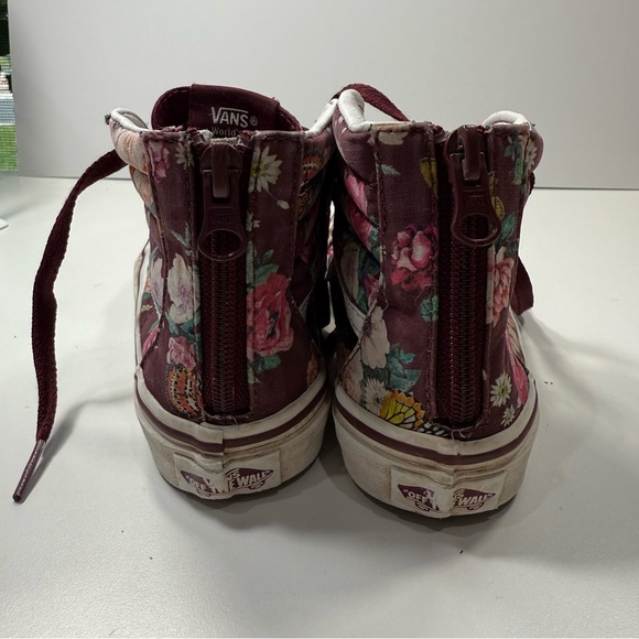 Vans Kids Floral High-Top Shoes - Burgundy and White - Picture 5 of 13